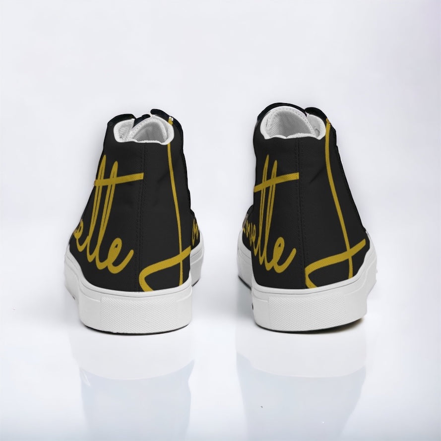 Mens’ Lovette High Top Sneakers (Black - Gold)